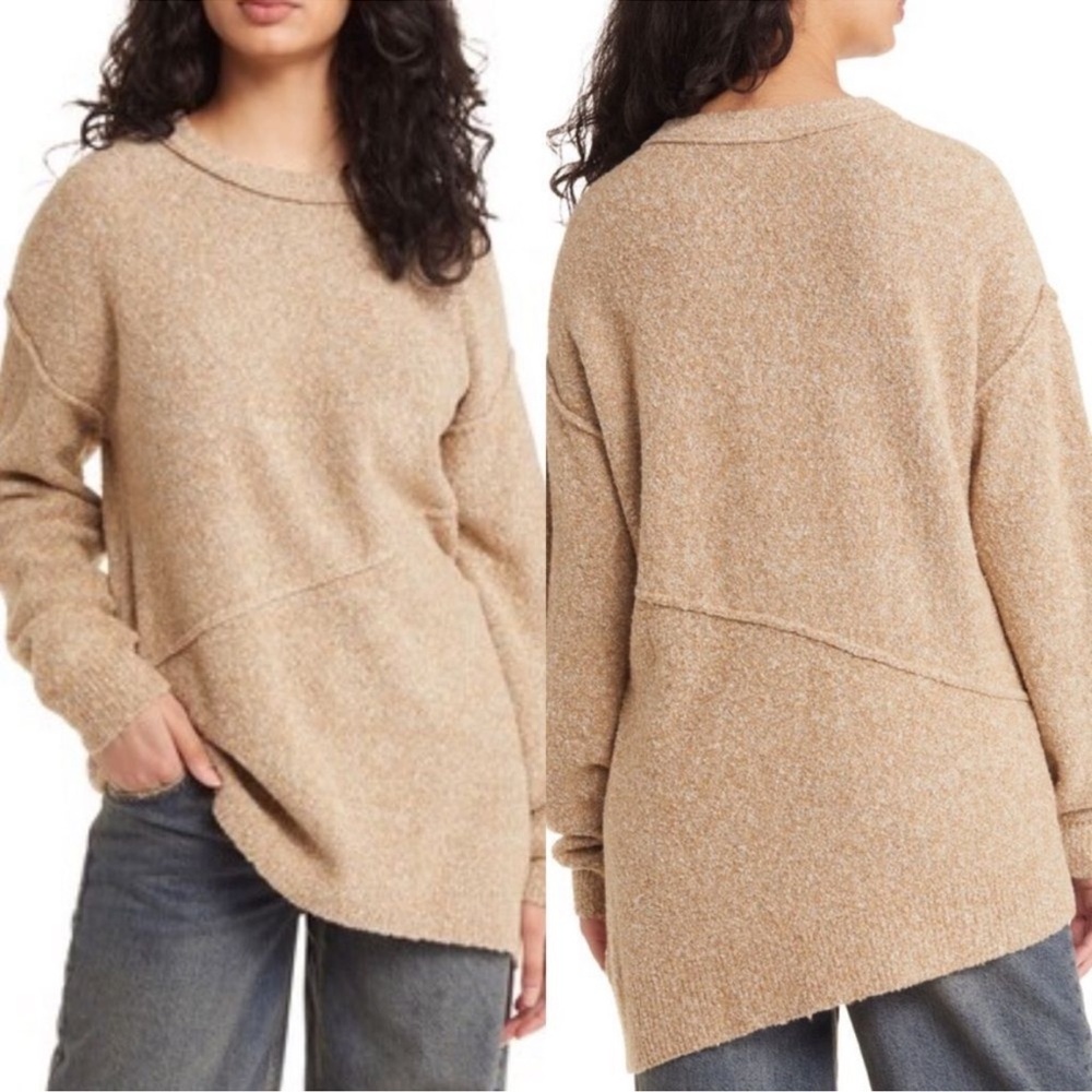 NEW Open Edit Sz Small Tan Asymmetrical Sweater